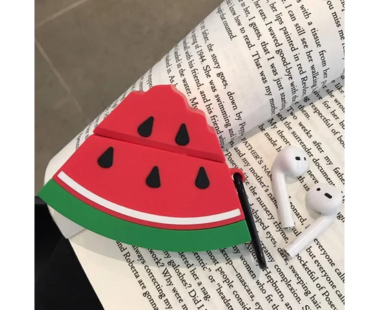 Силиконовый футляр Smile Fruits series для наушников AirPods + карабин Watermelon