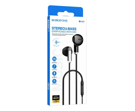 Наушники Borofone BM89 Surpass universal (3.5mm/1.2m) Black