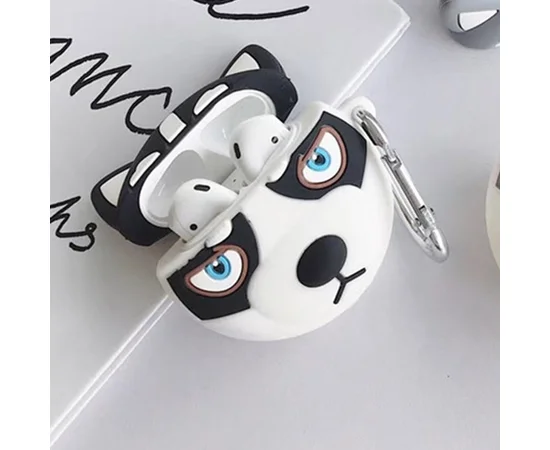 Силиконовый футляр Husky для наушников AirPods + карабин Черный