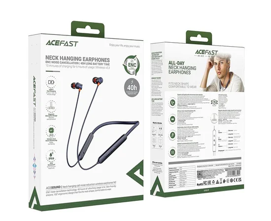 Bluetooth наушники Acefast N2 neck-hanging Navy Blue
