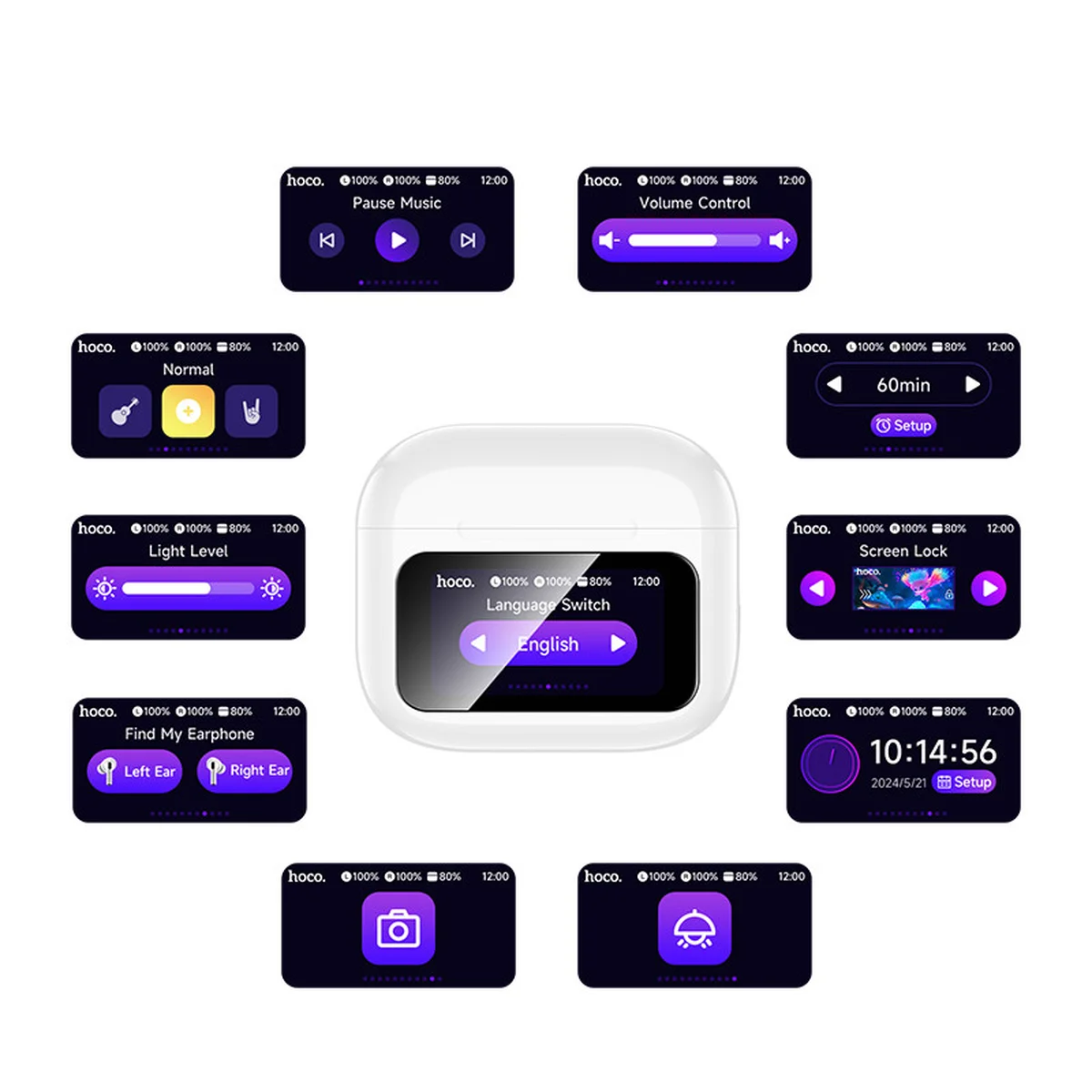 Беспроводные TWS наушники Hoco EW81 Elegant with Touch Screen ANC White