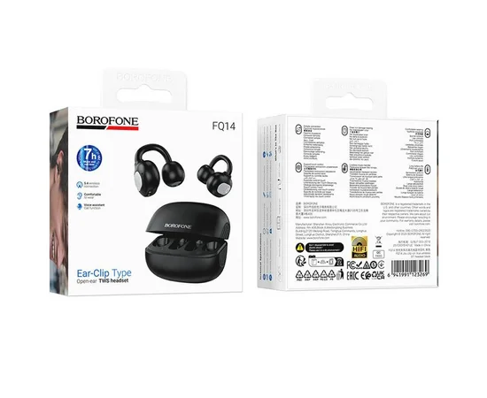 Беспроводные TWS наушники Borofone FQ14 Joy clip-on Black