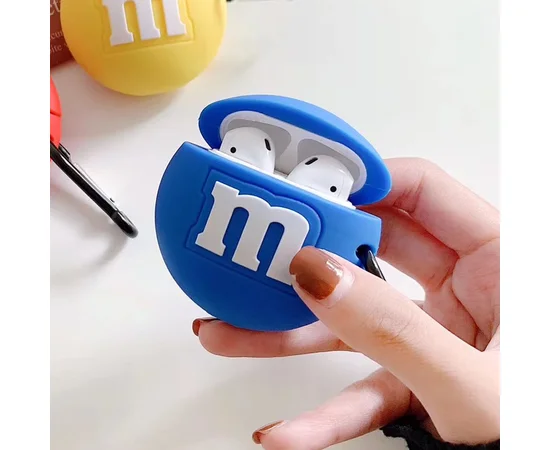 Силиконовый футляр M & M`s с карабином для наушников AirPods2 Синий