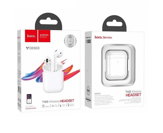 Bluetooth наушники Hoco DES03 TWS Белый