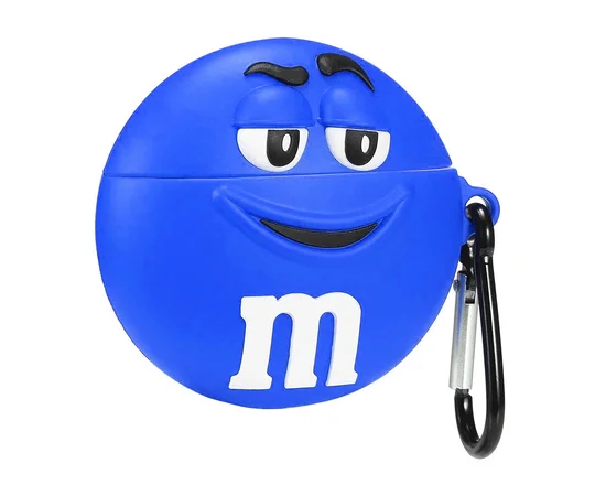 Силиконовый футляр M & M`s с карабином для наушников AirPods2 Синий