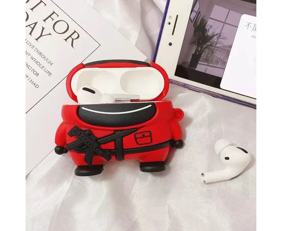 Силиконовый футляр Squid Game для наушников AirPods Pro Красный / Треугольник Солдат