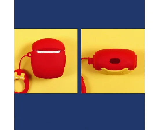 Силиконовый футляр Marvel & DC series для наушников AirPods2 + кольцо Iron Man / Красный