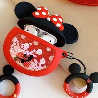 Силиконовый футляр Disney series with Sparckles & Water для наушников AirPods 1/2 + кольцо Минни Маус/Красный