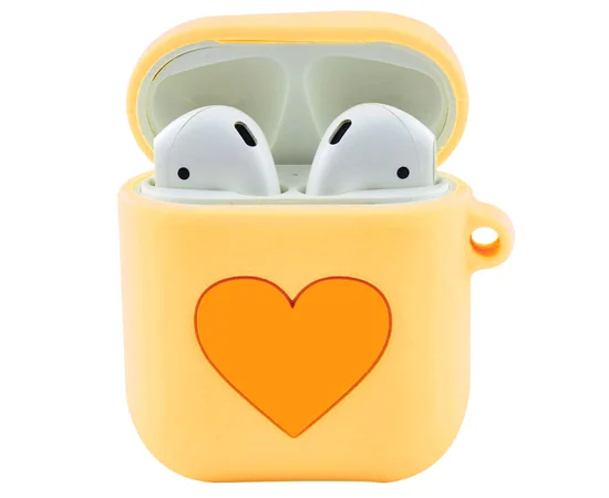 Силиконовый футляр Lucky Heart series для наушников AirPods Оранжевый