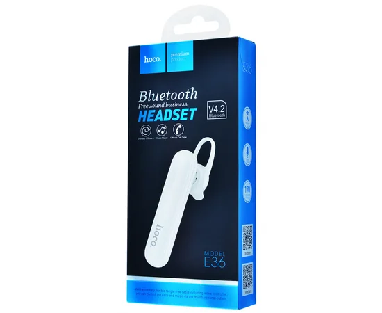 Bluetooth Гарнитура Hoco E36 Free Sound Business Белый
