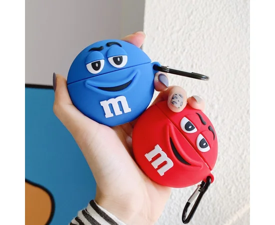 Силиконовый футляр M & M`s с карабином для наушников AirPods2 Синий