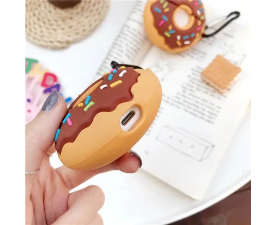 Силиконовый футляр Donut для наушников AirPods Коричневый