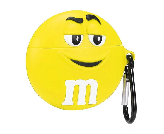 Силиконовый футляр M & M`s с карабином для наушников AirPods2 Желтый