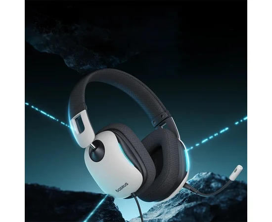 Накладные наушники Baseus OS GoPlay 1+ Max Gaming (USB-A/2m) (A00181003213-00) Moon White