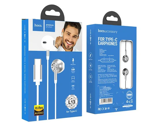 Стерео Наушники Hoco L13 Type-C Белый