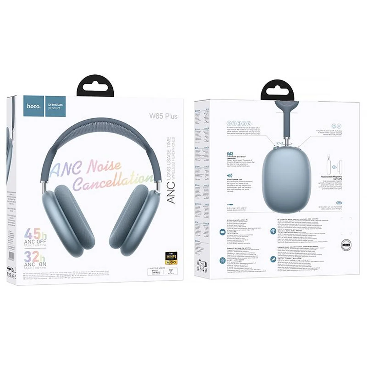 Накладные беспроводные наушники Hoco W65 Plus Happy ANC Blue