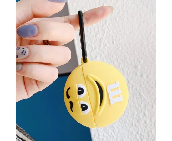 Силиконовый футляр M & M`s с карабином для наушников AirPods2 Желтый