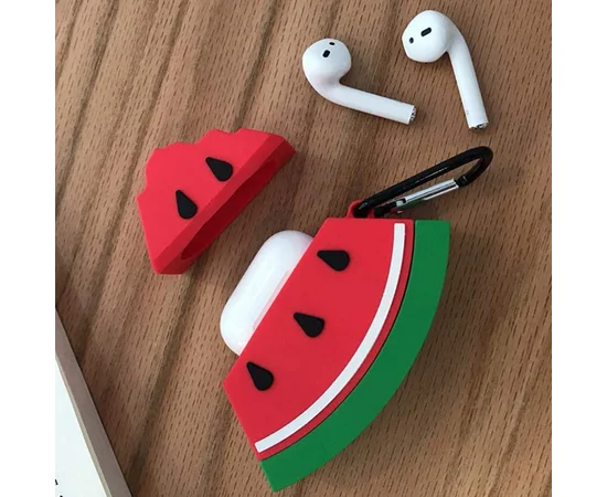 Силиконовый футляр Smile Fruits series для наушников AirPods + карабин Watermelon