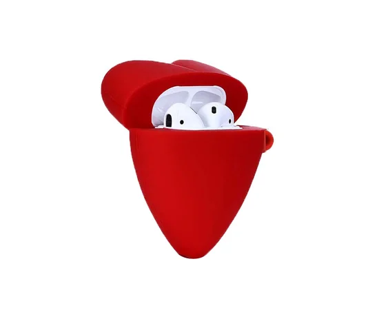 Силиконовый футляр Lucky Heart series для наушников AirPods2 + кольцо Красный