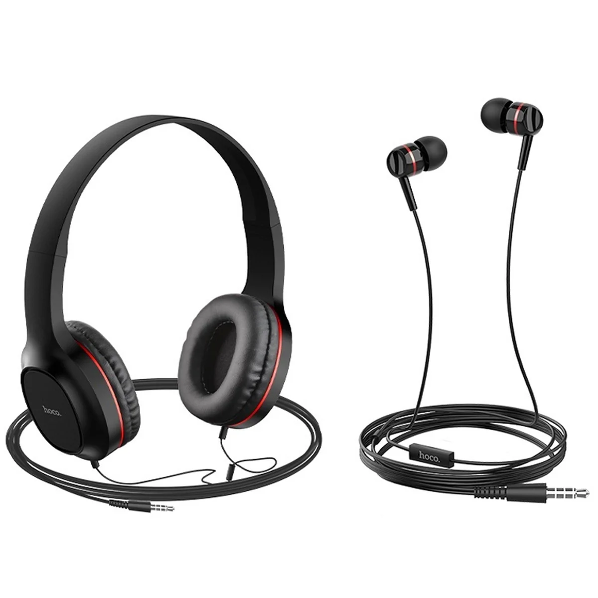 Проводная гарнитура Hoco W24 Черно - красный