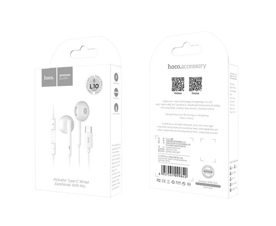 Стерео Наушники Hoco L10 Type-C Белый
