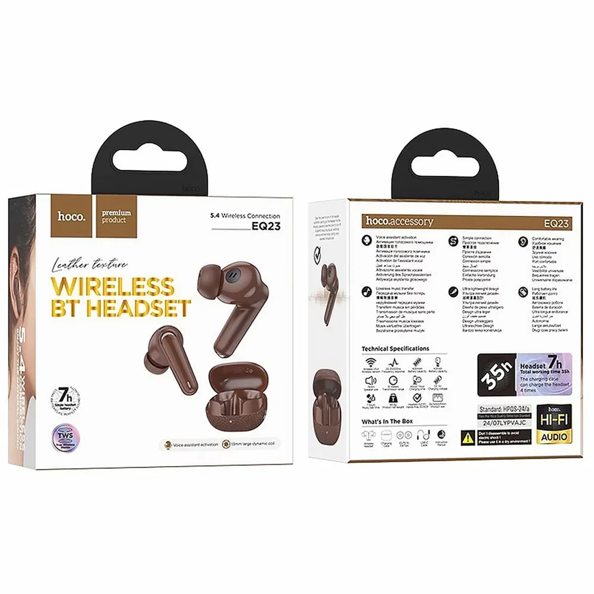 Беспроводные TWS наушники Hoco EQ23 Duke 2 ANC+ENC Brown