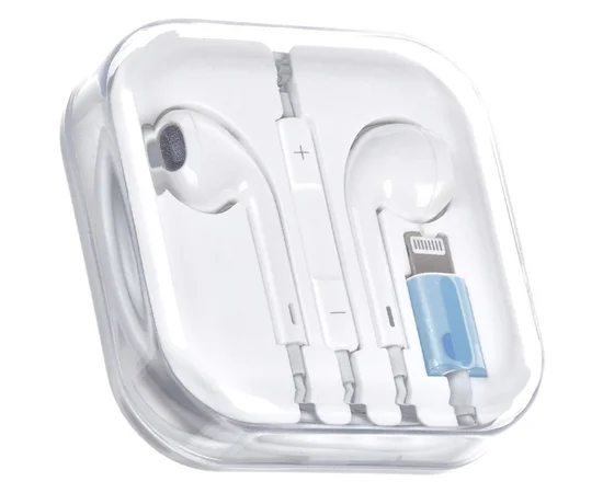 Гарнитура EarX для Apple iPhone с регулировкой громкости, разъём Lightning, (box) Белый