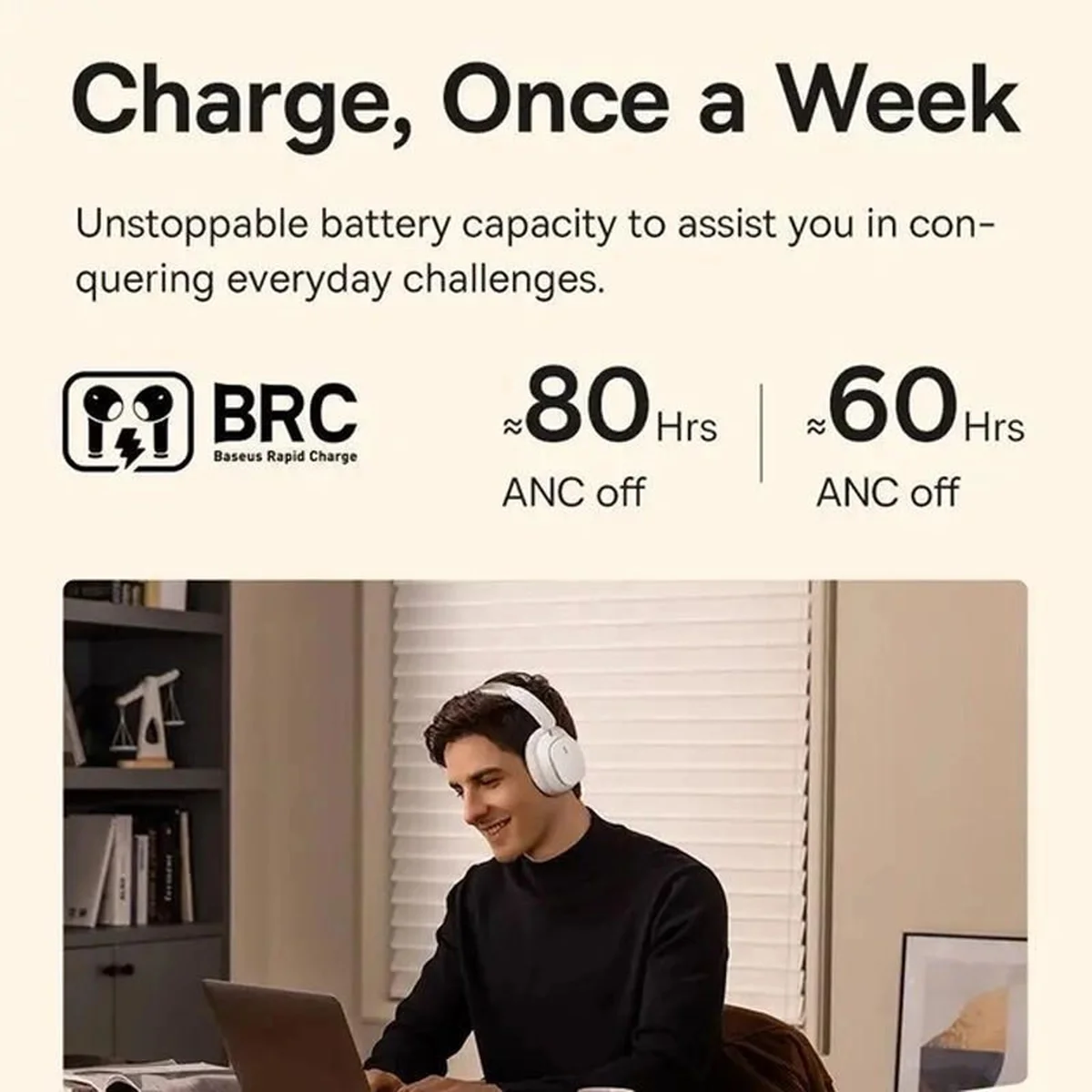 Накладные беспроводные наушники Baseus Bowie H1 Pro Noise-Cancellation (A00050601) Moon White