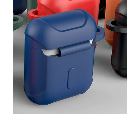 Силиконовый футляр Armor с карабином для Airpods Синий