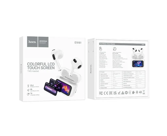 Бездротові TWS навушники Hoco EW81 Elegant with Touch Screen ANC White