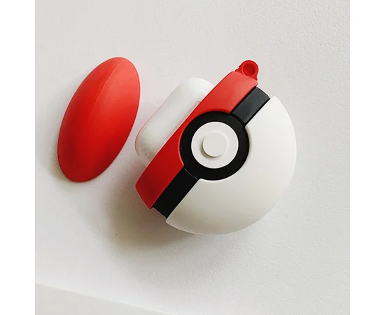 Силиконовый футляр Pokemon series для наушников AirPods Pro + кольцо Покебол/Красно-белый