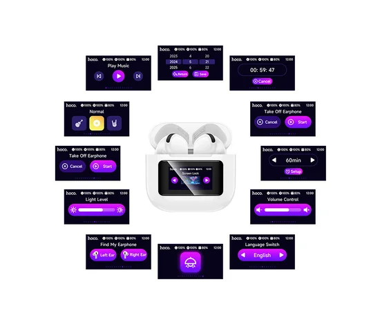 Беспроводные TWS наушники Hoco EW73 Randy with Touch Screen White