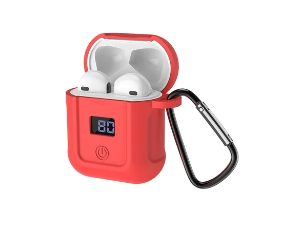 Bluetooth гарнитура HOCO S11 + красный силиконовый футляр Белый