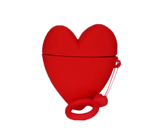 Силиконовый футляр Lucky Heart series для наушников AirPods2 + кольцо Красный