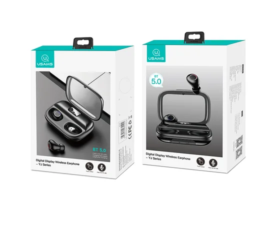 Беспроводные Bluetooth наушники USAMS-YJ Digital Display Wireless 5.0 Черный