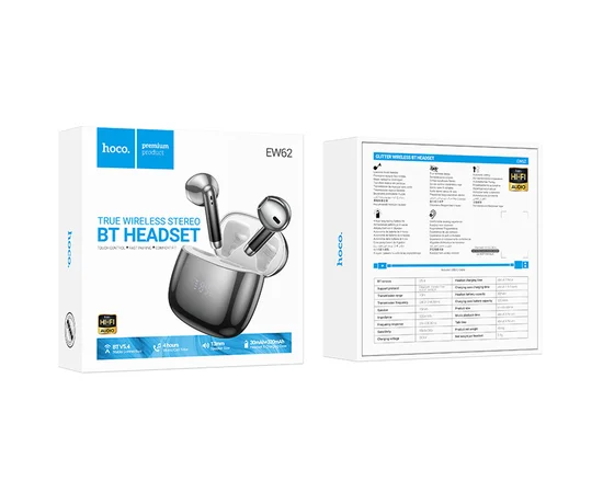 Беспроводные TWS наушники Hoco EW62 Glitter Black glaze