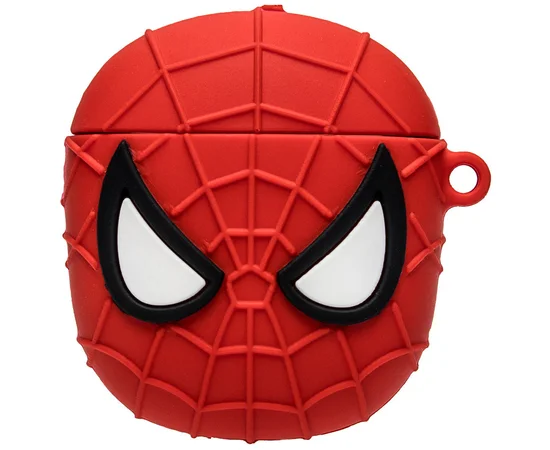 Силиконовый футляр Marvel & DC series для наушников AirPods + карабин Spider man / Красный