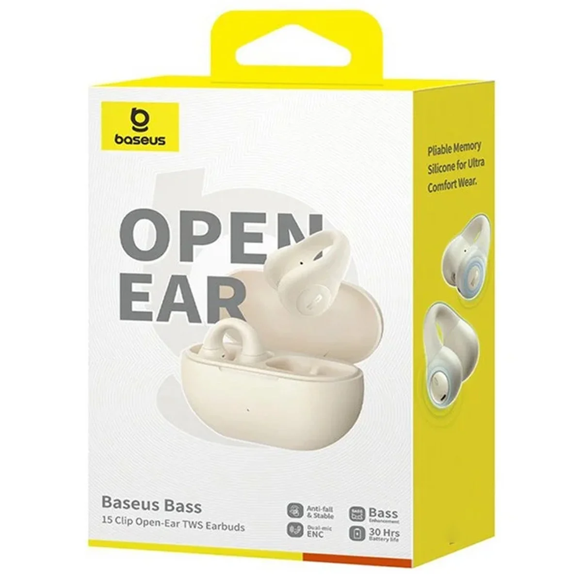 Беспроводные TWS наушники Baseus OS Bass 15 Clip Open-Ear (A00079500) Stellar White