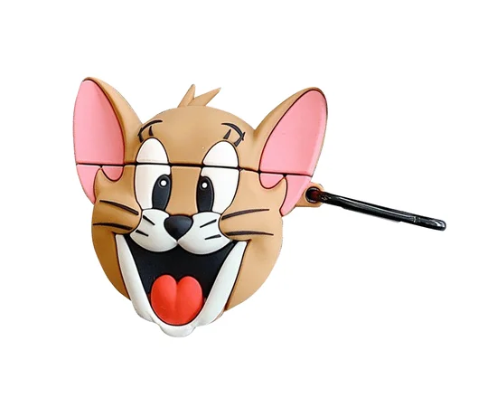 Силиконовый футляр Tom & Jerry series для наушников AirPods Pro + кольцо Джерри/Коричневый