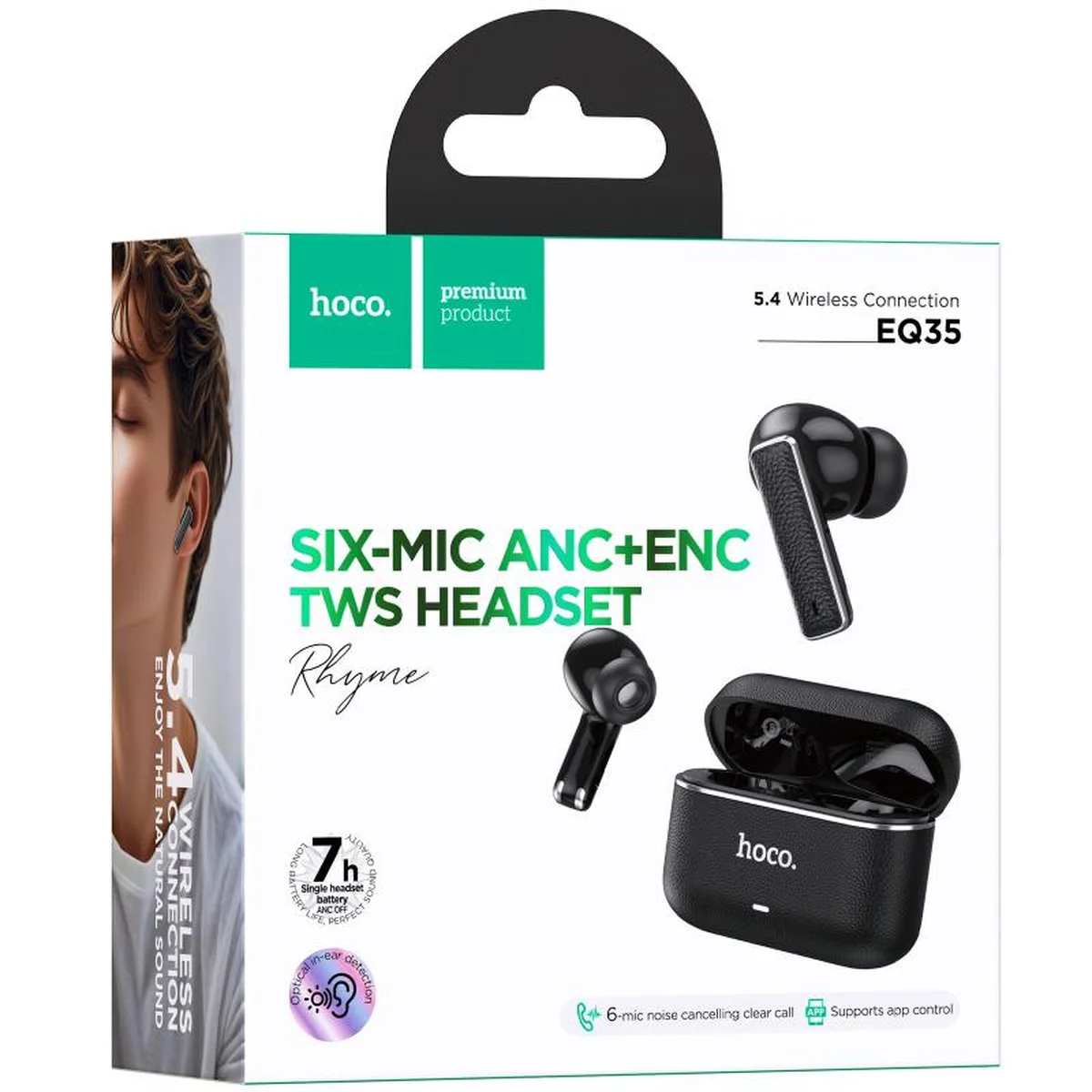 Беспроводные TWS наушники Hoco EQ35 Rhyme ANC+ENC (App) Black