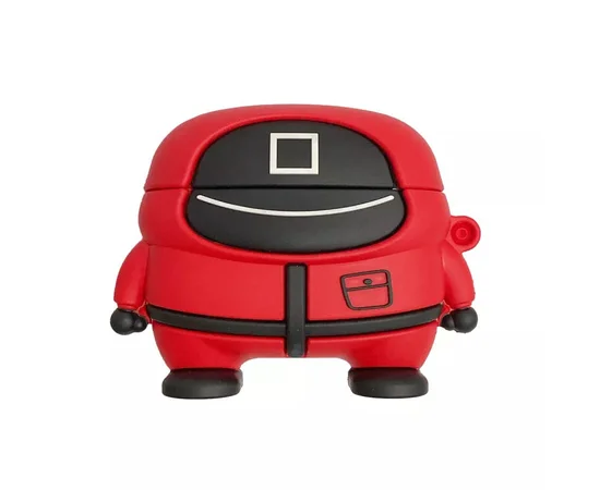 Силиконовый футляр Squid Game для наушников AirPods Pro Красный / Квадрат Управляющий