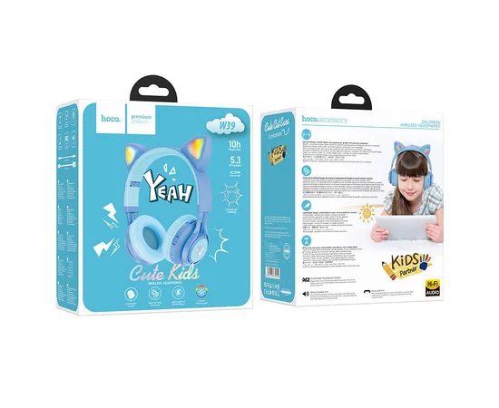 Наушники Hoco W39 Cat ear Blue