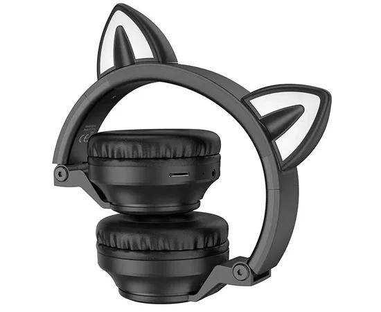 Bluetooth навушники BOROFONE BO18 Cat ear Чорний