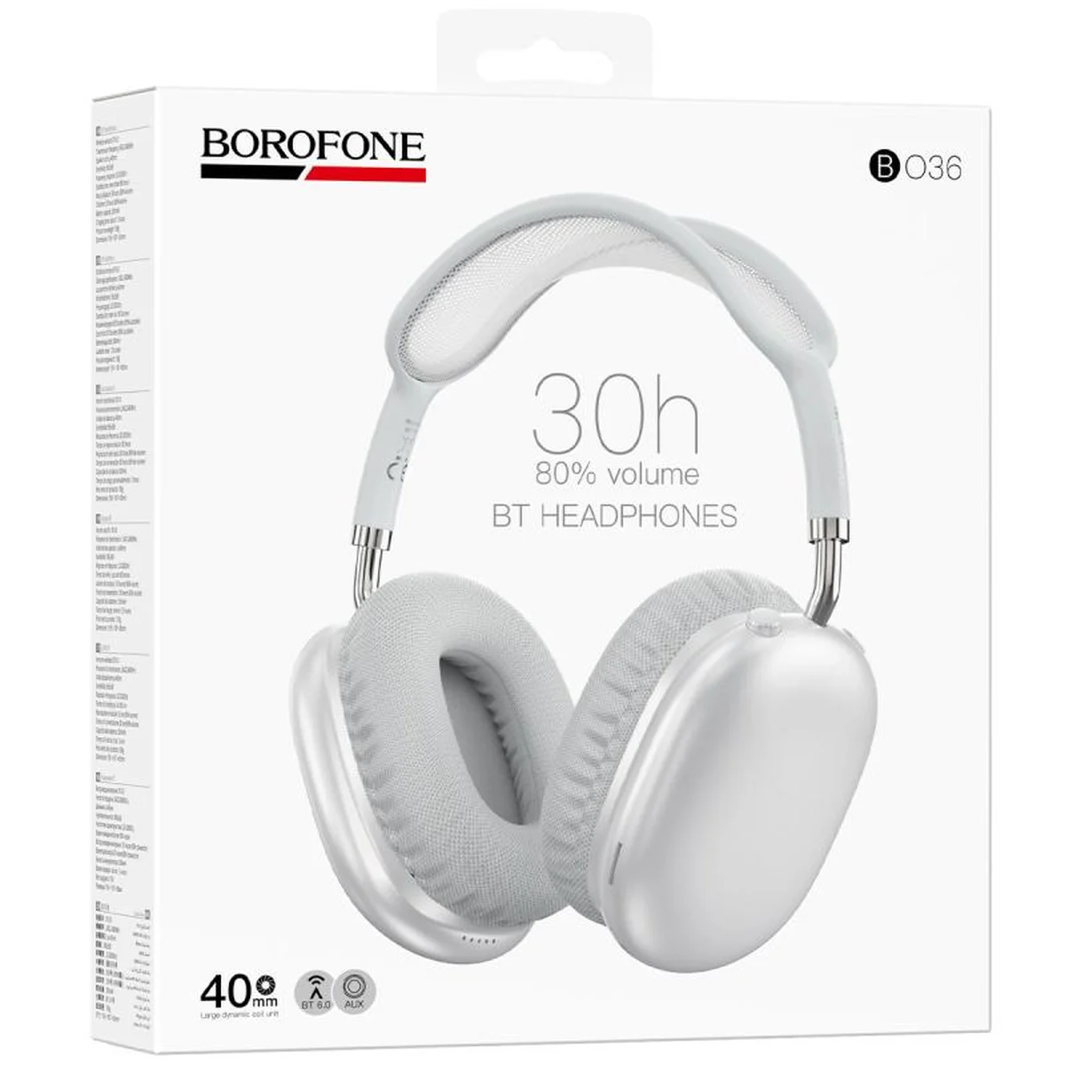 Накладные беспроводные наушники Borofone BO36 Tone Silver