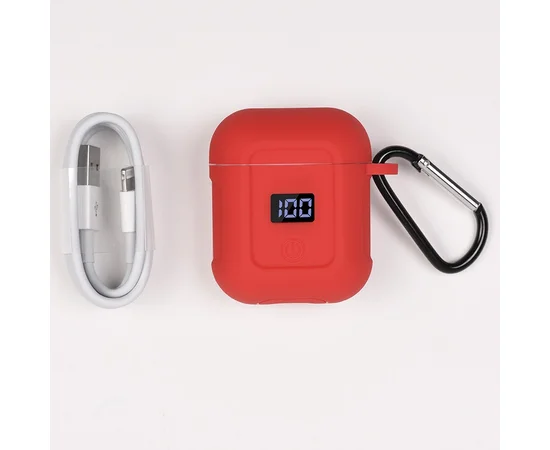 Bluetooth гарнитура HOCO S11 + красный силиконовый футляр Белый