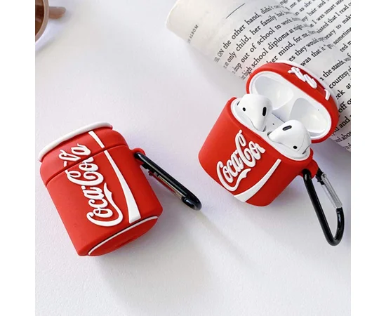 Силиконовый футляр Can для наушников AirPods2 Кока-Кола / Красный