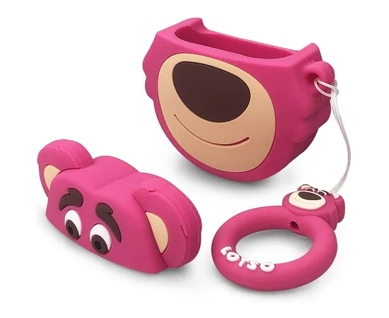 Силиконовый футляр Disney series для наушников AirPods + кольцо Лотсо / Розовый