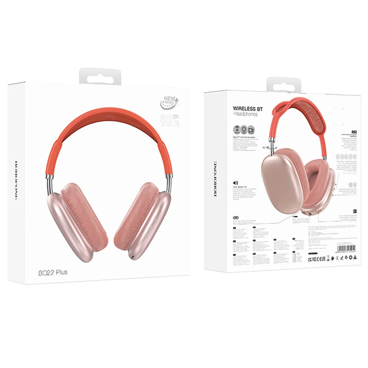 Накладные беспроводные наушники BOROFONE BO22 Plus Elegant Pink