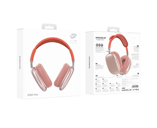 Накладные беспроводные наушники BOROFONE BO22 Plus Elegant Pink