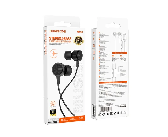 Наушники Borofone BM94 Sonar universal (Type-C/1.2m) Black